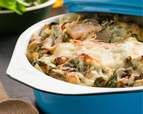 Spinach and Smoked Chicken Gratin